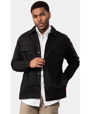 HUGO Enalu Cotton Gabardine Overshirt Size: L - Black