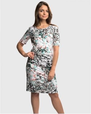 Great Plains Miquita Marble Rouched Dress Size: L - Blue