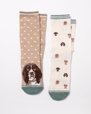 Joules Everyday 2 Pack Socks - White