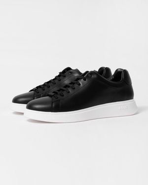 BOSS Bulton Runn Polished Leather Trainers With Rubber Outsole Nos - Black