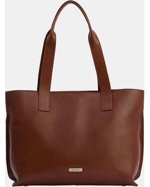Barbour Alder Large Leather Tote Bag - Brown