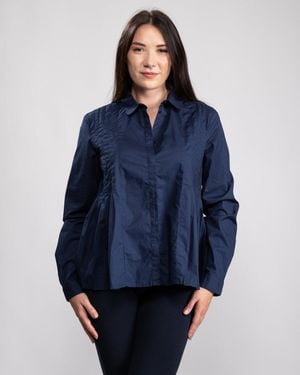 Great Plains Simone Pleated L/S Shirt - Blue