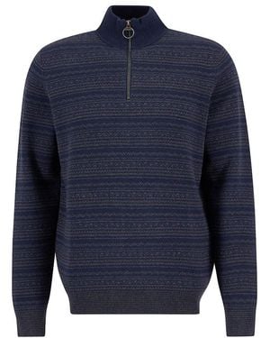Barbour Dartfield Half Zip Knitted Jumper - Blue