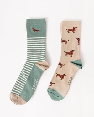 Joules Everyday 2 Pack Socks - White