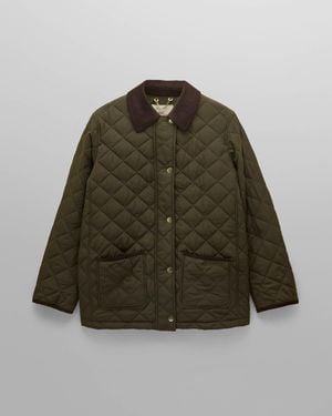 Joules Highgrove Showerproof Diamond Quilted Jacket - Green
