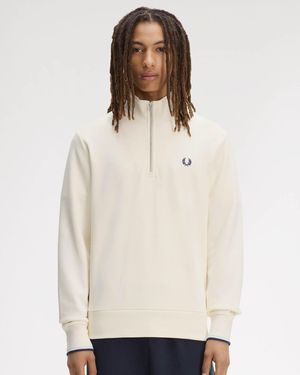 Fred Perry Half Zip Sweatshirt - Natural