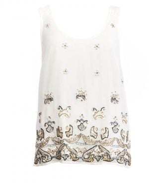 French Connection Elsa Sparkle Strappy Top - White
