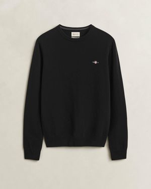 GANT Superfine Lambswool Crew Neck Jumper - Black