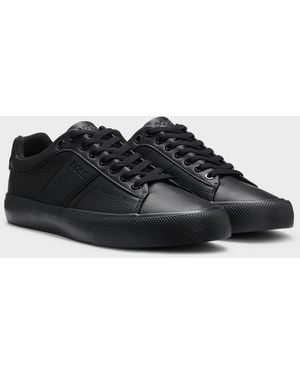BOSS Aiden Tenn Faux-Leather Trainers With Plain And Grained Textures - Black