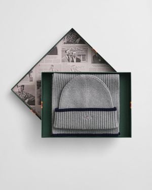 GANT Essential Beanie And Scarf Gift Set - Grey