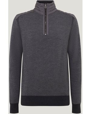 Belstaff Kilmington Quarter Zip Funnel Neck Jumper - Blue