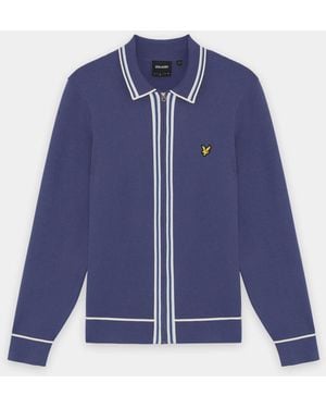 Lyle & Scott Tipped Knitted Full Zip Jacket - Blue