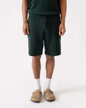BOSS Waffle Cotton Blend Waffle Structure Pyjama Shorts With Embroidered Logo - Green