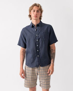 COLORFUL STANDARD Short Sleeve Linen Shirt - Blue