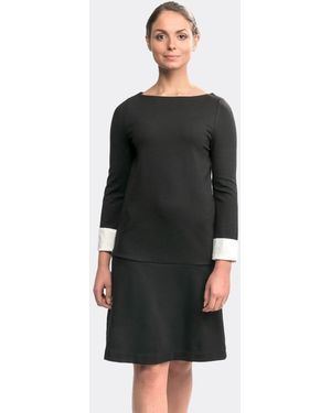 French Connection Lula Cuff Long Sleeve Slash Neck Dress /Summer - Black