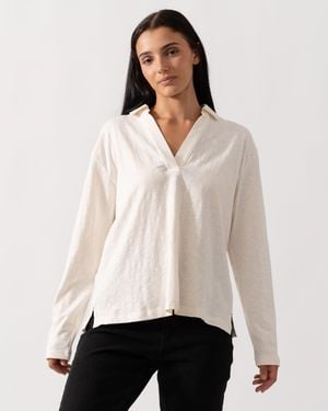 Joules Tallie Slub Long Sleeve Top - Natural