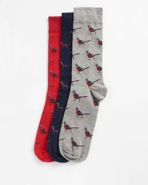 Barbour 3-Pack Pheasant Socks Gift Set - White