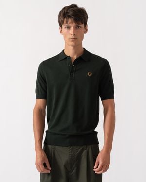 Fred Perry Cotton Knitted Shirt - Black