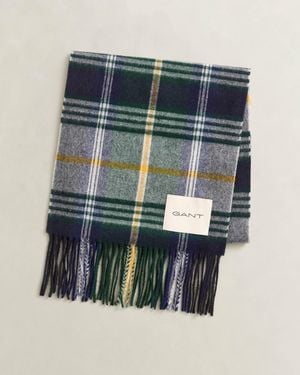 GANT Checked Wool Scarf - Blue