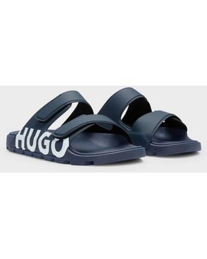 HUGO Evander Logo Sandals With Double Touch-closure Straps - Blue