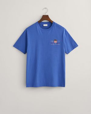 GANT Regular Fit Embroidered Archive Shield T-Shirt - Blue