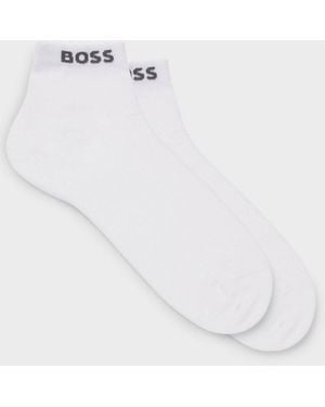 BOSS 2-Pack Short Socks With Logo Cuffs - White