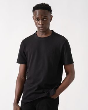 BOSS Taddy Cotton Piqué T-Shirt With Oxford-Jacquard Back Collar - Black
