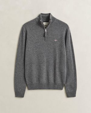 GANT Superfine Lambswool Half Zip Jumper - Grey