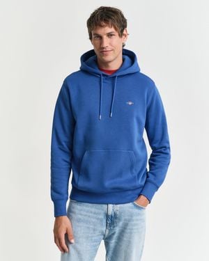 GANT Regular Fit Shield Logo Pullover Hoodie - Blue