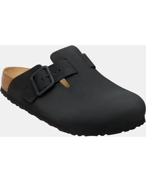 Birkenstock Boston Wire Buckle Nubuck Leather Clogs - Black