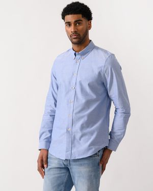 Paul Smith Ps Long Sleeve Tailored Fit Shirt With Button Down Collar - Blue