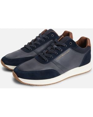 Tommy Hilfiger Th Dressy Suede Mix Trainers - Blue