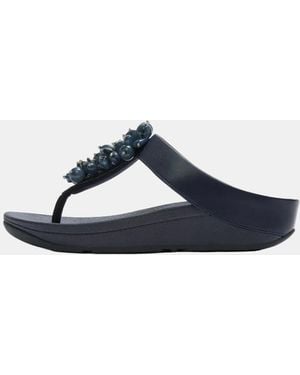 Fitflop Fino Bead-Cluster Toe-Post Sandals - Blue