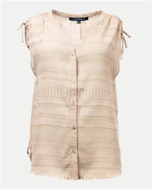 French Connection Denia Sheer Sleeveless Blouse - Natural