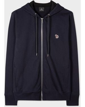 Paul Smith Ps Reg Fit Zip Hoodie With Zebra Logo - Blue