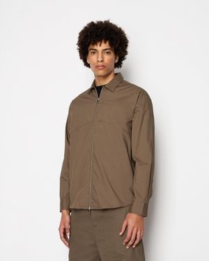 ARMANI EXCHANGE Zip Overshirt Size: M - Brown