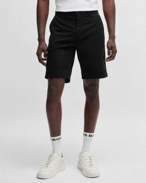 BOSS Slim Fit Chino Shorts In Stretch Cotton Twill - Black