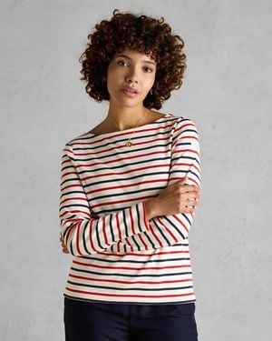 Joules New Harbour Striped Breton Top - Grey