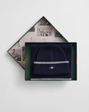 GANT Essential Beanie And Scarf Gift Set - Blue