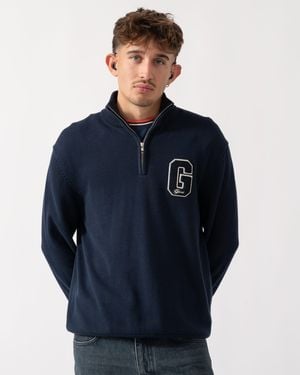 GANT Small Graphic Badge Half Zip Jumper - Blue