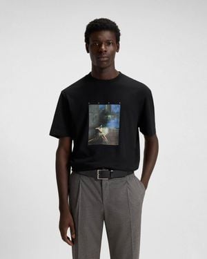 HUGO X Apoh Dabolos Cotton-Jersey T-Shirt With Ballerina Artwork - Black