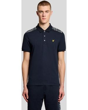Lyle & Scott Check Panelled Polo Shirt - Blue