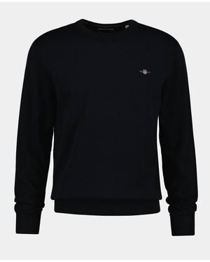 GANT Classic Cotton Shield Logo Crew Neck Jumper - Black