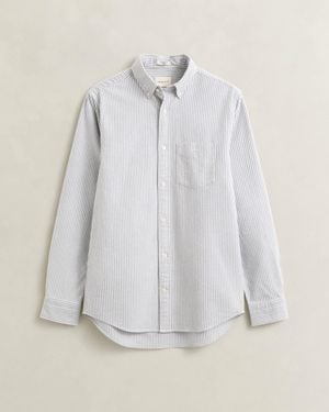 GANT Regular Fit Brushed Oxford Stripe Shirt - White