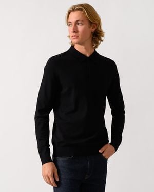 HUGO San Pippo Slim-Fit Knit Polo With Rear Logo - Black