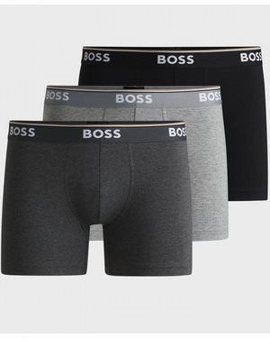BOSS Power Three Pack Stretch Cotton Boxer Briefs With Logos Nos - Black