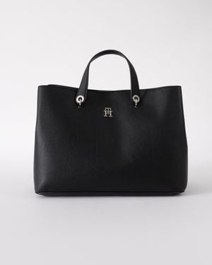 Tommy Hilfiger Th Emblem Satchel Bag - Black
