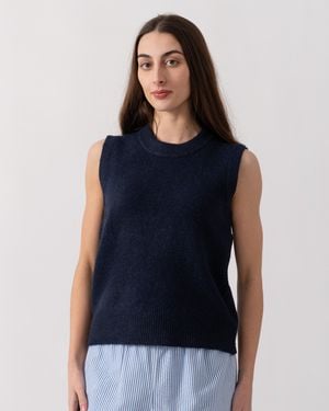 Joules Holly Crew Neck Knit Tank Top - Blue