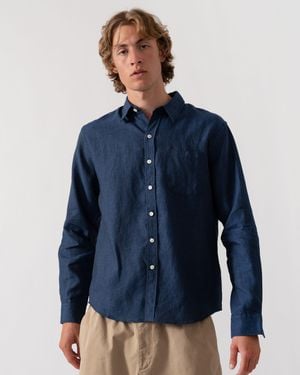 COLORFUL STANDARD Long Sleeve Linen Shirt - Blue