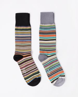 Paul Smith 2 Pack Signature Stripe Socks - White